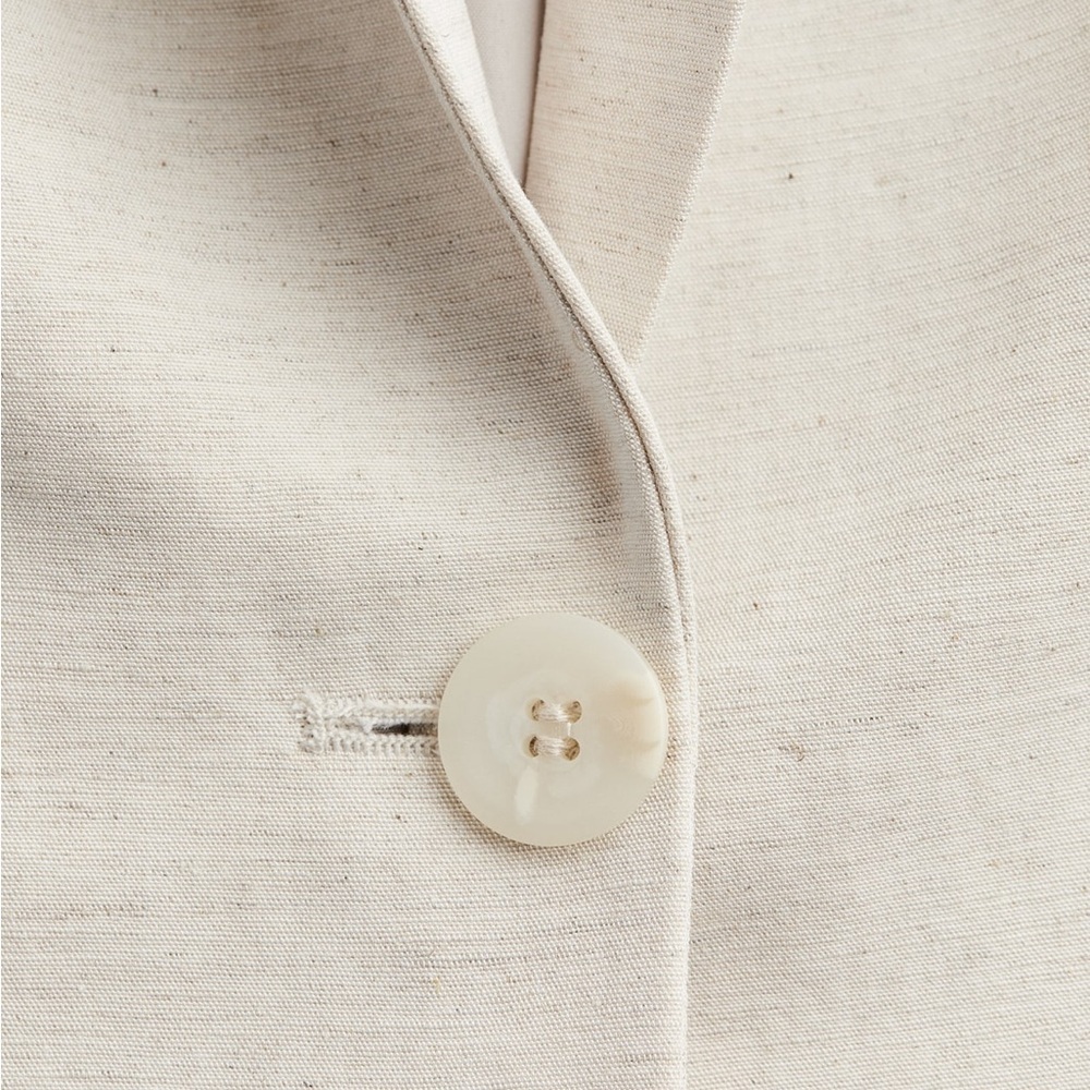 H&M Linen Blend Blazer- Neutral Lightweight Casual Workwear - Picture 4 of 9
